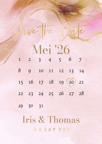 Stijlvolle Save the Date kalender bohemian watercolor goud