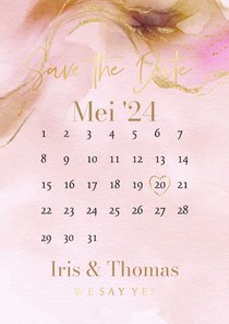 Stijlvolle Save the Date kalender bohemian watercolor goud