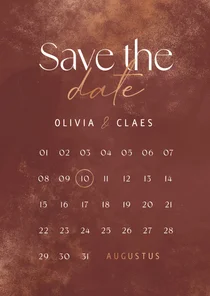 Stijlvolle save the date kalender met koper accenten