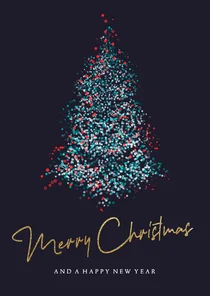 Stijlvolle staande kerstkaart met een kerstboom