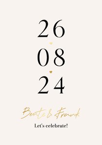 Stijlvolle trouwkaart datum grafisch eenvoudig