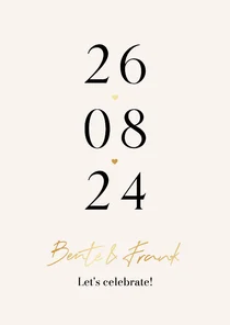 Stijlvolle trouwkaart datum grafisch eenvoudig