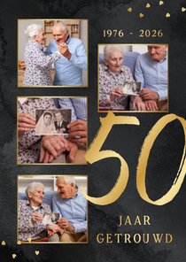 Stijlvolle uitnodiging fotocollage jubileum 50 jaar getrouwd