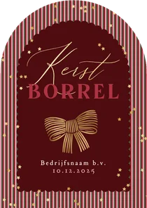 Stijlvolle uitnodiging kerstborrel zakelijk strik goud