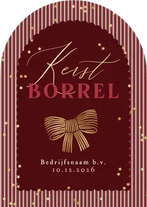 Stijlvolle uitnodiging kerstborrel zakelijk strik goud