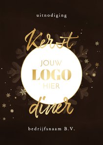 Stijlvolle uitnodiging kerstdiner sneeuwvlok met logo 