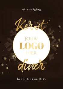 Stijlvolle uitnodiging kerstdiner sneeuwvlok met logo 