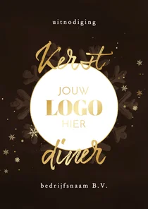 Stijlvolle uitnodiging kerstdiner sneeuwvlok met logo