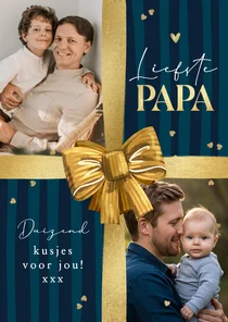 Stijlvolle vaderdagkaart liefste papa foto strik goud