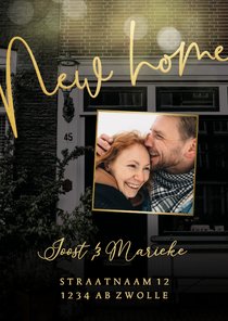 Stijlvolle verhuiskaart grote foto New Home goudlook