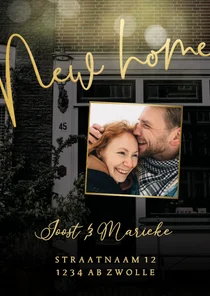Stijlvolle verhuiskaart grote foto New Home goudlook