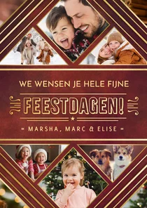Stijlvolle vintage art-deco kerstkaart met eigen foto's
