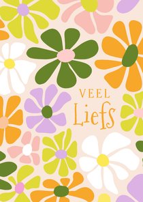 Stijlvolle wenskaart veel liefs met bloemen