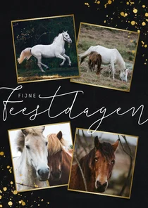 Stijlvolle zakelijke kerstkaart met fotocollage en goudlook