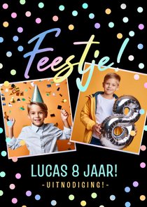 Stoere en vrolijke uitnodiging kinderfeestje jongen 
