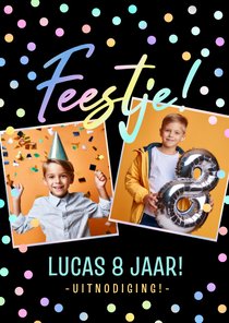 Stoere en vrolijke uitnodiging kinderfeestje jongen 