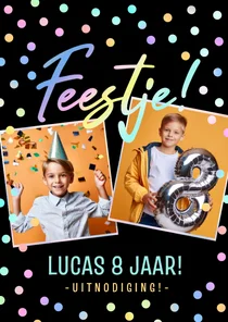 Stoere en vrolijke uitnodiging kinderfeestje jongen