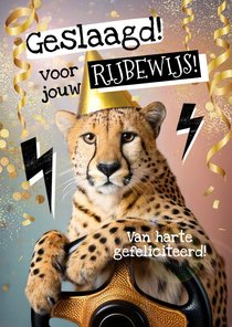 Stoere geslaagd kaart cheetah grappig goud serpentines