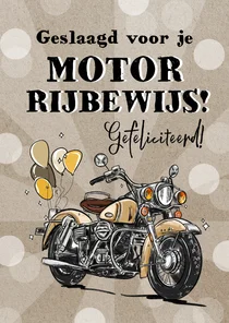 Stoere geslaagdkaart motorrijbewijs kraft illustratie ballon