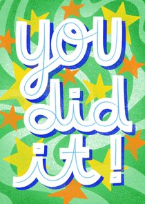 Stoere, hippe geslaagdkaart You did it! met sterren