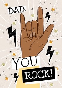 Stoere vaderdagkaart 'Dad you rock' bliksem sterren 