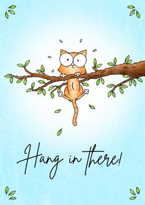 Succes kaart met kitten in de boom - Hang in there!