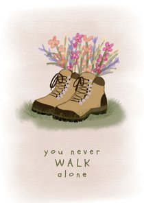 Succeskaart vierdaagse schoenen met bloemen