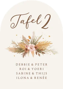 Tafelschikking boogkaart bohemian bloemen gras romantisch