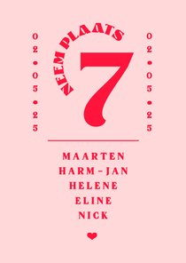 Tafelschikking modern grafisch roze rood romantisch hartje