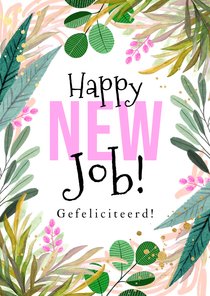 Trendy felicitatiekaart nieuwe baan botanisch watercolor