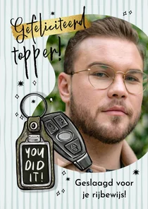 Trendy geslaagd kaart rijbewijs foto autosleutel goud streep
