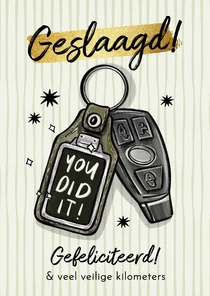 Trendy geslaagd kaart rijbewijs you did it autosleutel goud