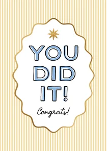 Trendy geslaagdkaart you did it zon goud streeppatroon geel