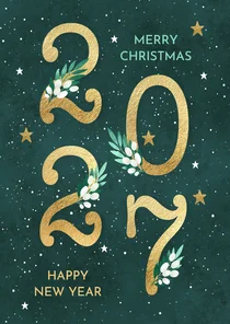 Trendy kerstkaart 2027 takjes groen