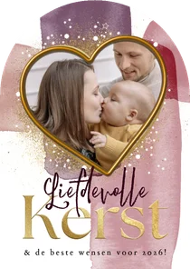 Trendy kerstkaart liefdevolle kerst hart watercolor foto 