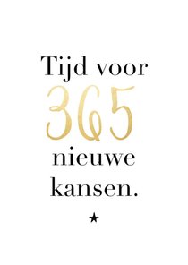 Trendy nieuwjaarskaart 366 nieuwe kansen goudlook ster