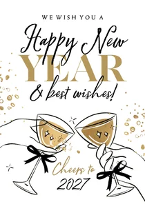 Trendy nieuwjaarskaart 'New Years Cheers' champie bubbels