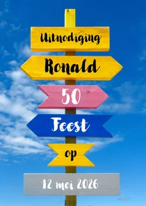 Trendy uitnodiging gekleurde wegwijzer