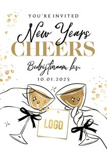 Trendy uitnodiging nieuwjaarsborrel zakelijk bubbels logo