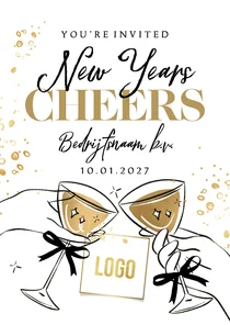 Trendy uitnodiging nieuwjaarsborrel zakelijk bubbels logo