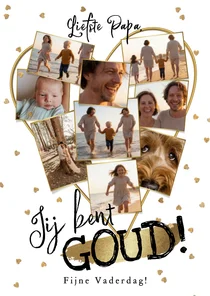 Trendy vaderdagkaart collage hartvorm hartjes goud