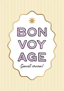 Trendy vakantiekaart bon voyage streeppatroon zon goud