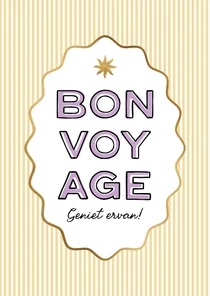 Trendy vakantiekaart bon voyage streeppatroon zon goud