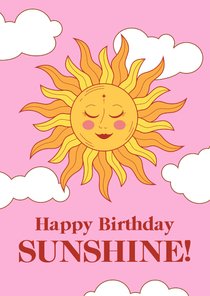 Trendy verjaardagskaart met zon roze happy birthday sunshine