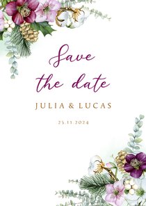 Trouwen Save the date helleborus eucalyptus