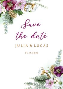 Trouwen Save the date helleborus eucalyptus