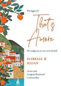 Trouwkaart dorpje mediterraanse kust 