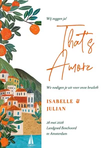 Trouwkaart dorpje mediterraanse kust