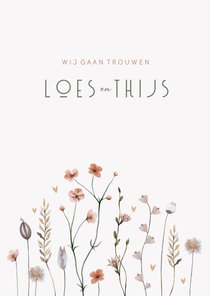 Trouwkaart droogbloemen prachtige tinten 