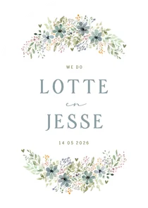 Trouwkaart kader bloemen klassiek ovaal vorm